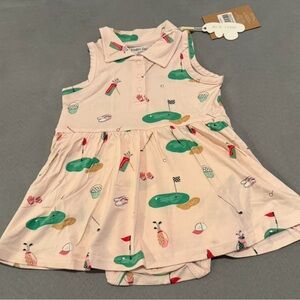 Pink Sleeveless Dress with Golf Print